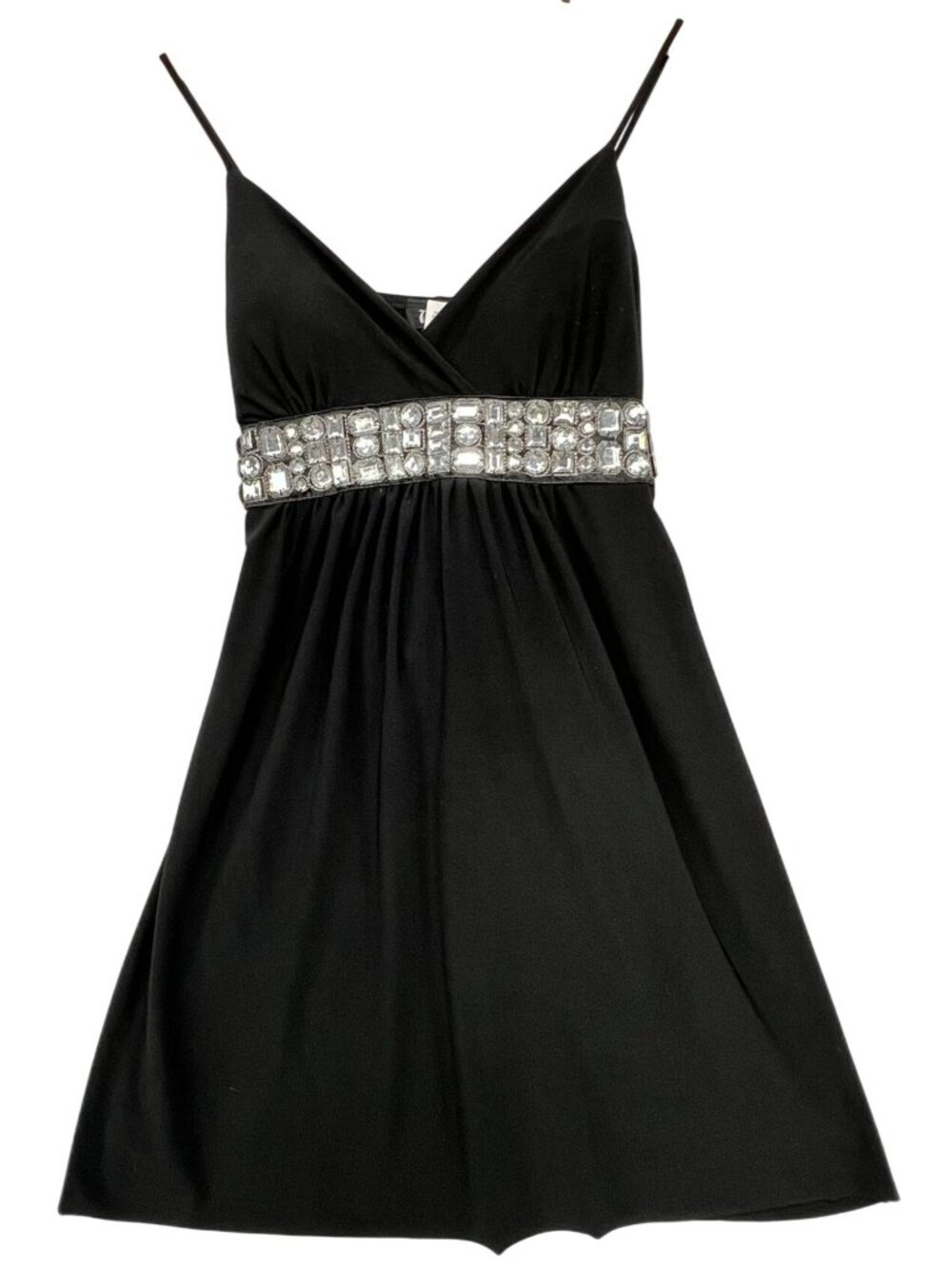 Taboo Women's Rhinestone Embellished Mini Cocktail Dress Sleeveless Size S Black